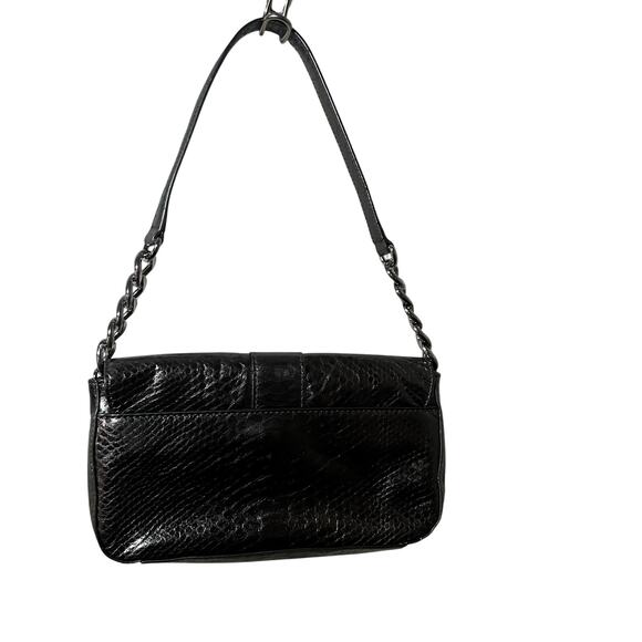 Michael Kors Fulton Small Flap Leather Shoulder Bag black Gunmetal metallic - Picture 4 of 8